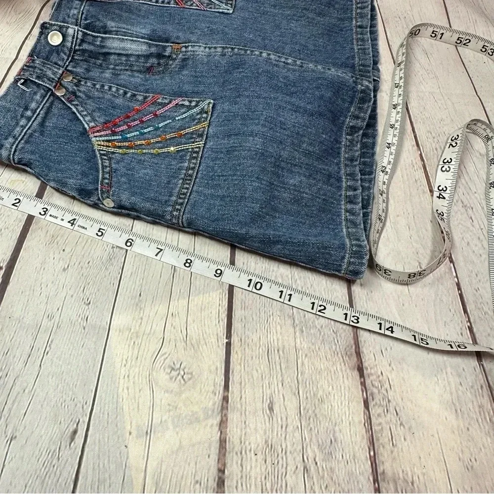 gymboree denim jean skirt with rainbow embroidery and sequins sz 9 2007 Y2K